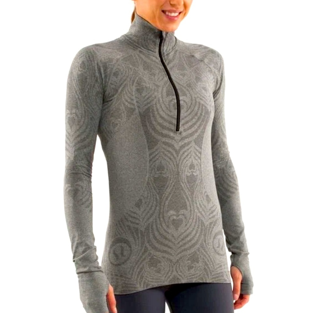Gray Patterned Quarter-Zip Swiftly - image 1
